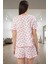 Pamuklu Rahat Kalıp Pijama Takımı Kalpli Desenli Yazlık Homewear Profesyonel Görünüm 3