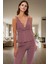 Rahat ve Şık Pijama Takımı Pamuklu Örme Kumaş Ince Askılı Atlet Boru Paça Pantolon 2