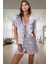 Rahat ve Şık Saten Pijama 100% Polyester V Yaka Kısa Kollu Boru Paça Şort Ev Giyim Takımı 1