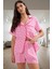 Rahat ve Şık Müslin Pijama Takımı %100 Pamuk Kalpli Desen Boru Paça Premium Kalite Uzun Ömürlü 2