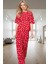 Ilkbahar Sonbahar Homewear %100 Pamuklu Kısa Kollu Kalpli Pijama Takımı Zarifane Tasarım 1