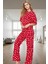 Ilkbahar Sonbahar Homewear %100 Pamuklu Kısa Kollu Kalpli Pijama Takımı Zarifane Tasarım 2