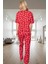Ilkbahar Sonbahar Homewear %100 Pamuklu Kısa Kollu Kalpli Pijama Takımı Zarifane Tasarım 3