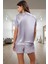 Yazlık Homewear Pijama Takımı Saten V Yaka Kısa Kollu Boru Paça Regular Kalıp Türk Malı 3