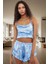 2 Parça Rahat Saten Pijama Takımı V Yaka Atlet ve Boru Paça Şort Trend Tasarım Modern Stil 1