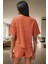 Baskılı Örme Pijama Takımı Fırfırlı Şort ve Rahat Tişört Yaz Için Ideal Kaliteli Işçilik 3