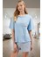 Rahat Çizgili Pamuklu Pijama Takımı Yazlık Homewear ve Şık Konforlu Kesim Seçkin Malzeme 1