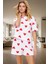 Kalp Desenli Örme Pijama Takımı Yaz Için Mükemmel Konfor Trend Tasarım Rahat ve Şık 1