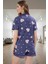 Rahat ve Şık Kalpli Pijama Takımı Pamuklu Örme Kumaş Kısa Kol Dayanıklı Malzeme 3