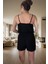 Yazlık Viskoz Pijama Takımı Dantelli Şortlu Ince Askılı Homewear Rahat Kullanım 3