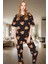 Ayıcıklı Kadın Pijama Takımı; %100 Pamuk Boru Paça Regular Kalıp Konforlu Kesim 1