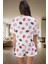 Pamuklu Dudak Desenli Örme Pijama Takımı Yazlık Rahat 2'li Set Premium Kalite 3