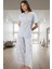 Ilkbahar Sonbahar Homewear %100 Pamuk Çiçekli Pijama Takımı Modern Stil Kaliteli Işçilik 2