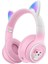 Renkli Büyük Kulak Üstü Taç Renkli Işıklı Kedi Kulaklı Kedi Kabartmalı 5.3 Version Ped Balşlıklı Boyu Ayarlanabilen Çok Rahat Bluetooth Kulaklık Akz 02 (Pembe) 1