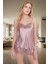 Kadın Saten Pijama Takımı Ince Askılı Dantelli Basic Tasarım Kaliteli Işçilik Trend 1