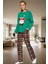 Kadın Kışlık %100 Pamuklu Pijama Takımı Rahat Yılbaşı Baskısı Konforlu Kesim ve Şık 1
