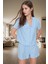Kadın Pamuklu Regular Kalıp Kısa Kollu Gömlek Yaka Pijama Takımı Rahat Kullanım Özenle Seçilmiş 1
