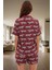 Kadın Şık Desenli Viskon Pijama Takımı Rahat Yazlık Shally Dokuma Trend Tasarım Özel 3
