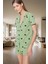 Kadın Kalpli Desenli Pamuklu Kısa Kollu Pijama Takımı Rahat Ev Giyim Seti Profesyonel Görünüm 2