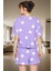 Kadın Yıldız Desenli Pamuklu Pijama Takımı Rahat Yazlık Şortlu Kaliteli Işçilik Dayanıklı Malzeme 3