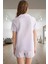 Kadın Pamuklu Kiraz Nakışlı Müslin Pijama Takımı Rahat Yazlık Kullanım 2