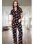 Kadın Kalpli Pamuklu Kısa Kollu Rahat Pijama Takımı Trend Tasarım Premium Kalite 2