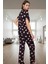 Kadın Kalpli Pamuklu Kısa Kollu Rahat Pijama Takımı Trend Tasarım Premium Kalite 3