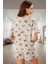 Kadın Kurdele Desenli Pamuklu Pijama Takımı Rahat Şık Yazlık Premium Kalite Modern Stil 3