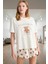 Kadın Ayıcıklı Baskılı Pamuklu Kısa Kollu Pijama Takımı Trend Tasarım Özenle Seçilmiş 2