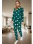 Kadın Kalpli Desenli Pamuklu Pijama Takımı Kış Mevsimi Için Rahat Uyku Konforlu Kesim 1