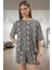 Kadın Rahat Viskoz Pijama Takımı Yılan Desenli Kısa Kollu Şortlu Homewear Premium Kalite 2