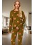 Kadın Ayıcıklı Pijama Takımı %100 Pamuk Boru Paça Uzun Kollu Rahat Uyku Özel Tasarım Ömürlü 1