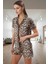 Kadın Leopar Desenli Pamuklu Pijama Takımı Şortlu Rahat Ev Giyim Seti Özenle Seçilmiş Modern Stil 2