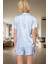 Kadın Saten Pijama Takımı Kısa Kollu Gömlek ve Şort Rahat Ev Giyim Seti Özel Tasarım Modern Stil 3