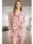 Kadın Kısa Kollu Çiçekli Viskon Pijama Takımı Konforlu Kesim Dayanıklı Malzeme Mükemmel Uyum 1