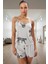 Kadın Hayvan Desenli Ince Askılı Pijama Takımı Rahat Örme Kumaştan Özel Tasarım 2