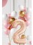 2 Yaş Retro Gold Pembe Beyaz Balon Seti Rose Gold Rakamlı Doğum Günü Balonu Şık Parti Süsleme 1