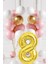 8 Yaş Retro Gold Pembe Beyaz Balon Seti Gold Rakamlı Doğum Günü Balonu Şık Parti Süsleme 1