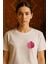 Nar Baskılı %100 Pamuk Regular Fit Bisiklet Yaka Beyaz Kadın T-Shirt 2