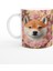 Pastel Çiçekler Arasında Shiba Inu Köpek Baskılı Kupa Bardak 1