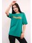 Bisiklet Yaka Oversize Tshirt Yeşil 3