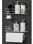 Krom Gümüş Yapışkanlı Banyo Rafı 2 Li Set Kağıt Havlu Askılı Banyo Duş Organizer Raf 1