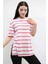 Çizgili Penye Tshirt Pembe 3