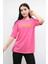 Bisiklet Yaka Oversize Tshirt Pembe 3