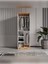 2 Kapaklı Aynalı Komple Mdf Ceviz Detaylı Beyaz Gardırop 206X70X55 Genç Ve Yatak Odası 2