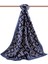 Lüks Medine Ipeği Geometrik Desenli Indigo Renkli 75X195 Kırışmaz Şal Moss Krep Dikiş Tipi Italyan D 2