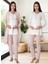 Dvina Effortt Lohusa Desenli Sabahlıklı Pijama Takımı Ekru-Pembe - 3064 1