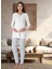 Dvina Effortt Lohusa Desenli Pijama Takımı Ekru-Mavi - 3062 1