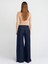 71744 Paçası Dikişsiz Culotte Denim Pantolon-Lacivert 2