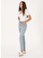 Yüksek Bel Geniş Paça Mom Fit Açık Indigo Kadın Denim Pantolon Lulya 3